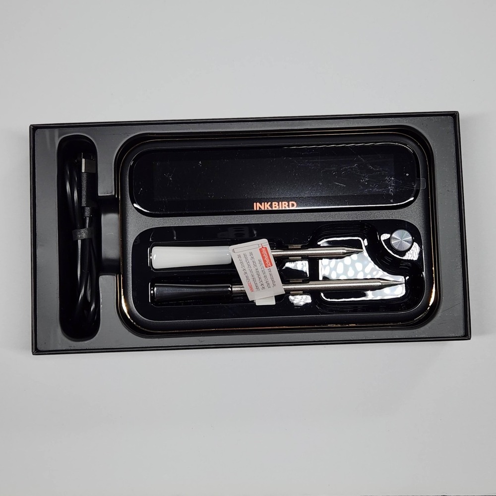 Inkbird INT-12-BW Wireless BBQ Meat Thermometer Digital 2 Probe Black Oven Safe